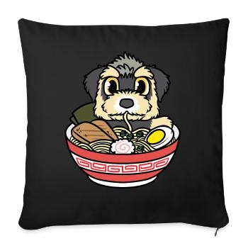 Morkie Dog Japanese Food Ramen Noodles - Sofa pillowcase 17,3'' x 17,3'' (45 x 45 cm) - black - Front