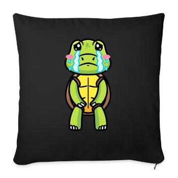 Tortue de mer triste émoticône pleurante - Housse de coussin décorative 45 x 45 cm - noir - Devant