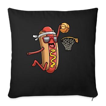 Hot dog in a bun Playing basketball Sports - Sofa pillowcase 17,3'' x 17,3'' (45 x 45 cm) - black - Front