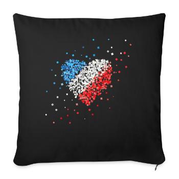 French flag flag Francefan fan block - Sofa pillowcase 17,3'' x 17,3'' (45 x 45 cm) - black - Front