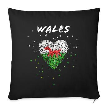 Wales Wales Flag Wales Flag Walesfan Flag - Sofa pillowcase 17,3'' x 17,3'' (45 x 45 cm) - black - Front