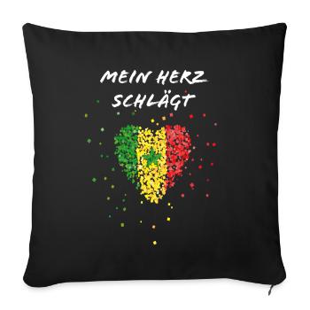 Sénégal Sénégal drapeau Sénégal fan de flag football - Housse de coussin décorative 45 x 45 cm - noir - Devant