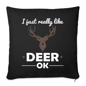 cerf animaux des bois amoureux des animaux dire cadeau - Housse de coussin décorative 45 x 45 cm - noir - Devant