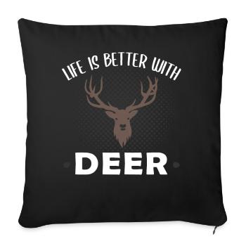 Deer Deer Woodland Animals Animal Lover Saying Gift - Sofa pillowcase 17,3'' x 17,3'' (45 x 45 cm) - black - Front