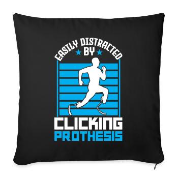 Easily Distracted By Clicking Prothesis - Sofa pillowcase 17,3'' x 17,3'' (45 x 45 cm) - black - Front