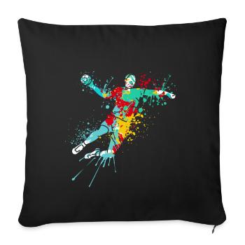 Splash Art Handball Player - Sofa pillowcase 17,3'' x 17,3'' (45 x 45 cm) - black - Front