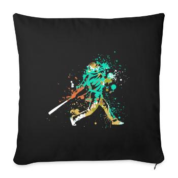 Splash Art Baseball Player - Sofa pillowcase 17,3'' x 17,3'' (45 x 45 cm) - black - Front