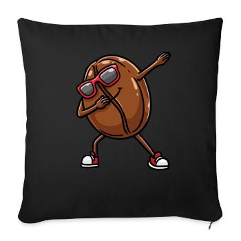 Coffee bean with sunglasses dancers dancing - Sofa pillowcase 17,3'' x 17,3'' (45 x 45 cm) - black - Front