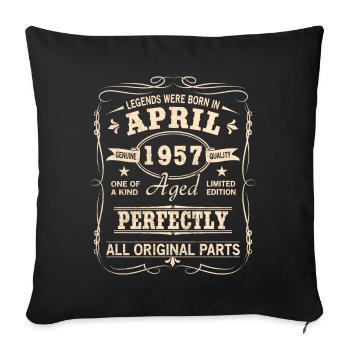 Vintage April 1957 Birthday - Sofa pillowcase 17,3'' x 17,3'' (45 x 45 cm) - black - Front