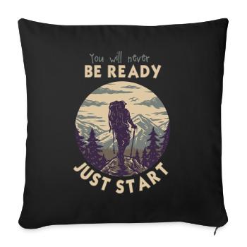 Just Start Don't Wait Motivational Adventure Art - Sofa pillowcase 17,3'' x 17,3'' (45 x 45 cm) - black - Front