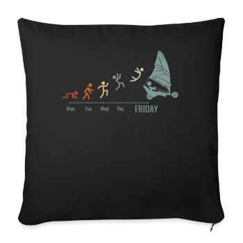 Voile sur sable Windracer Vintage Landsegler - Housse de coussin décorative 45 x 45 cm - noir - Devant