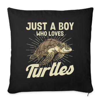 Just A Boy Who Loves Turtles - Sofa pillowcase 17,3'' x 17,3'' (45 x 45 cm) - black - Front