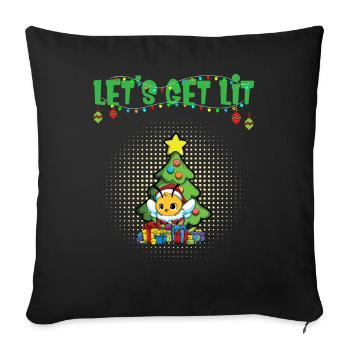 Let's Get Lit Advent Season Christmas Party X-Mas - Sofa pillowcase 17,3'' x 17,3'' (45 x 45 cm) - black - Front
