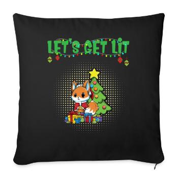 Let's Get Lit Advent Season Christmas Party X-Mas - Sofa pillowcase 17,3'' x 17,3'' (45 x 45 cm) - black - Front