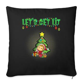 Let's Get Lit Advent Season Christmas Party X-Mas - Sofa pillowcase 17,3'' x 17,3'' (45 x 45 cm) - black - Front