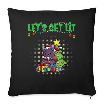Let's Get Lit Advent Season Christmas Party X-Mas - Sofa pillowcase 17,3'' x 17,3'' (45 x 45 cm) - black - Front