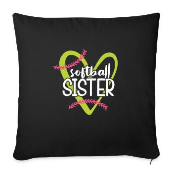 Softball Schwester Baseball Bruder Sport Geschenk - Sofakissenbezug 45 x 45 cm - Schwarz - Vorne