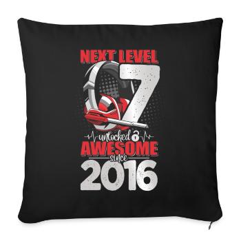 Level Unlocked 7 Jahre alt 2016 Headset Gaming - Sofakissenbezug 45 x 45 cm - Schwarz - Vorne