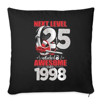 Level Unlocked 25 Jahre alt 1998 Headset Gaming - Sofakissenbezug 45 x 45 cm - Schwarz - Vorne