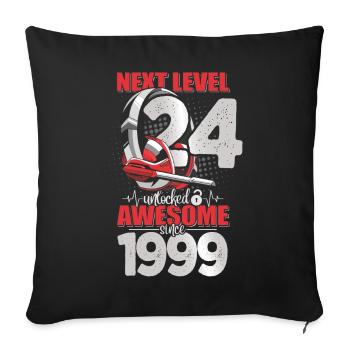 Level Unlocked 24 Years Old 1999 Headset Gaming - Sofa pillowcase 17,3'' x 17,3'' (45 x 45 cm) - black - Front