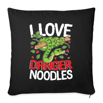 I Love Danger Noodles - Sofakissenbezug 45 x 45 cm - Schwarz - Vorne