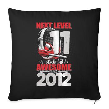 Niveau débloqué 11 ans 2012 Casque Gaming - Housse de coussin décorative 45 x 45 cm - noir - Devant