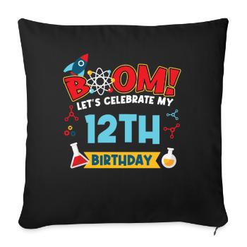Boum Célébrons mon 12e anniversaire - Housse de coussin décorative 45 x 45 cm - noir - Devant