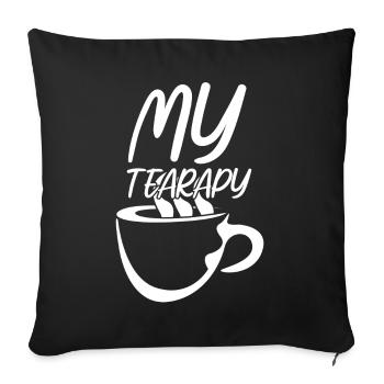 Buveur de thé disant tasse de thé - Housse de coussin décorative 45 x 45 cm - noir - Devant