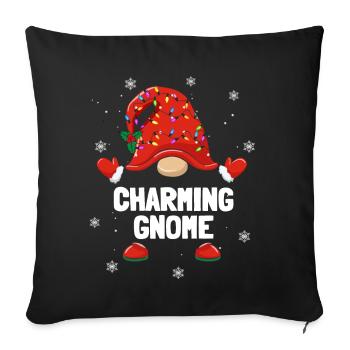 Gnome de Noël Gnome de charme Familles de Noël - Housse de coussin décorative 45 x 45 cm - noir - Devant