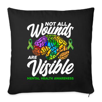 Not All Wounds Are Visible - Sofa pillowcase 17,3'' x 17,3'' (45 x 45 cm) - black - Front