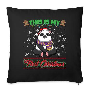 This Is My First Christmas Toddler One Year X-Mas - Sofakissenbezug 45 x 45 cm - Schwarz - Vorne