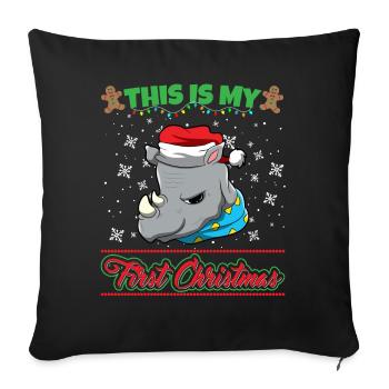 C’est mon premier Noël Noël un an X-Mas - Housse de coussin décorative 45 x 45 cm - noir - Devant