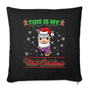 This Is My First Christmas Toddler One Year X-Mas - Sofakissenbezug 45 x 45 cm - Schwarz - Vorne