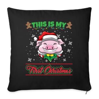 This Is My First Christmas Toddler One Year X-Mas - Sofakissenbezug 45 x 45 cm - Schwarz - Vorne