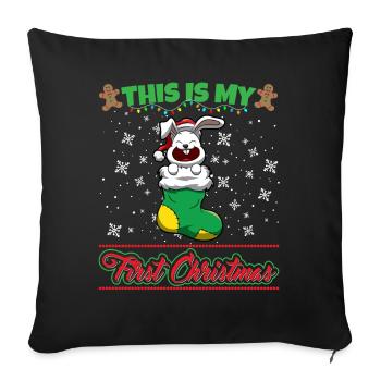 This Is My First Christmas Toddler One Year X-Mas - Sofakissenbezug 45 x 45 cm - Schwarz - Vorne