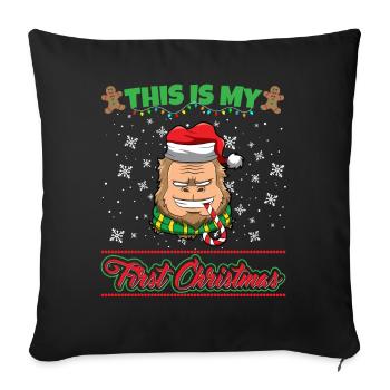 This Is My First Christmas Toddler One Year X-Mas - Sofakissenbezug 45 x 45 cm - Schwarz - Vorne