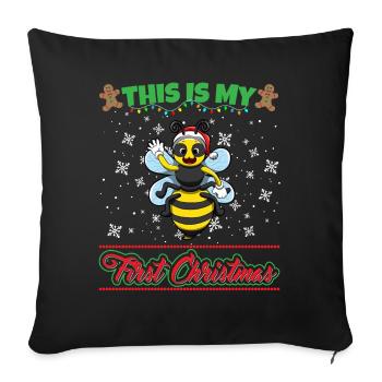 C’est mon premier Noël Noël un an X-Mas - Housse de coussin décorative 45 x 45 cm - noir - Devant