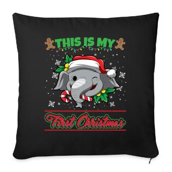 This Is My First Christmas Toddler One Year X-Mas - Sofakissenbezug 45 x 45 cm - Schwarz - Vorne