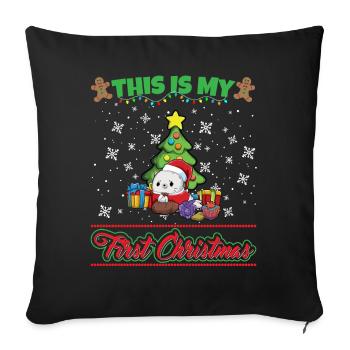 This Is My First Christmas Toddler One Year X-Mas - Sofakissenbezug 45 x 45 cm - Schwarz - Vorne