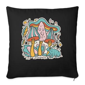 Colorful Mushrooms Cottage Core Aesthetic Goblincore - Sofa pillowcase 17,3'' x 17,3'' (45 x 45 cm) - black - Front
