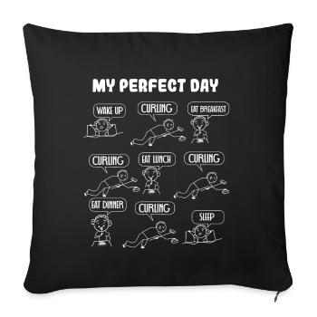 Ma journée parfaite de curling - Housse de coussin décorative 45 x 45 cm - noir - Devant