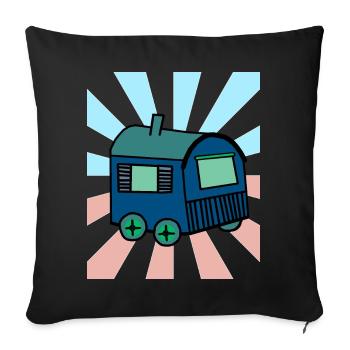 Christmas Gift Trailer Hut House Xmas - Sofa pillowcase 17,3'' x 17,3'' (45 x 45 cm) - black - Front