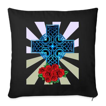 Cadeau de Noël Christianisme Croix Jésus Dieu - Housse de coussin décorative 45 x 45 cm - noir - Devant