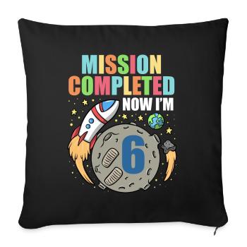 Space Birthday 6 Astronaut Planets Rocket Ship - Sofa pillowcase 17,3'' x 17,3'' (45 x 45 cm) - black - Front