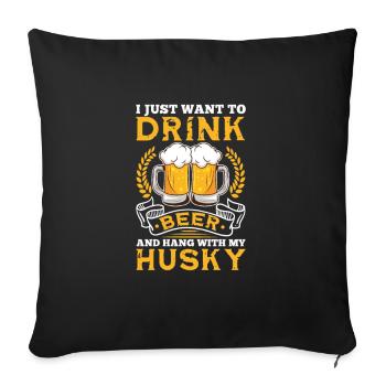Husky Dog Dogs Siberian Husky Gift - Sofa pillowcase 17,3'' x 17,3'' (45 x 45 cm) - black - Front