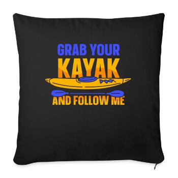 Prenez votre kayak et suivez-moi kayak kayak - Housse de coussin décorative 45 x 45 cm - noir - Devant