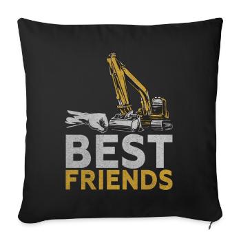 Drôles d’ouvriers de la construction et de conducteurs d’excavatrices de chantier - Housse de coussin décorative 45 x 45 cm - noir - Devant