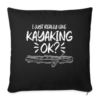 J’aime beaucoup le kayak kayak kayak hobby - Housse de coussin décorative 45 x 45 cm - noir - Devant