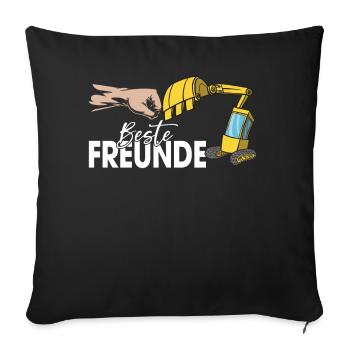 Lustige Bauarbeiter & Baustelle Baggerfahrer - Sofakissenbezug 45 x 45 cm - Schwarz - Vorne