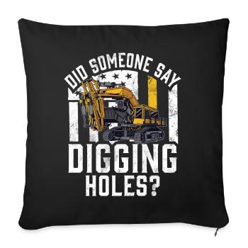Lustige Bauarbeiter & Baustelle Baggerfahrer - Sofakissenbezug 45 x 45 cm - Schwarz - Vorne